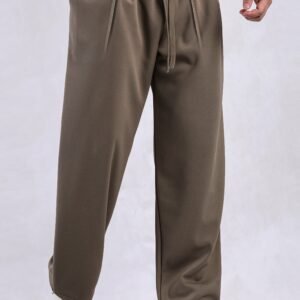 Summer Thin Waffle Textured Loose Bottom Trouser In Chocolate